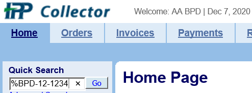 Green arrow pointing to the quick search box on the IPP Homepage